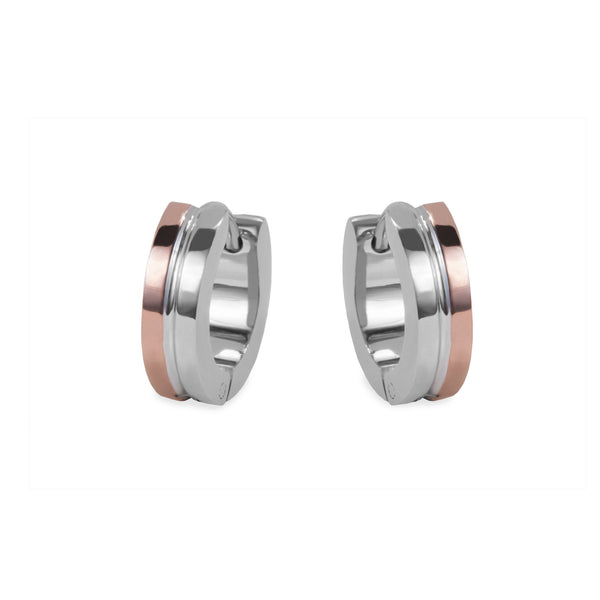 rosegold and silver hypoallergenic huggie earrings T411E053ARRO MIAJWL